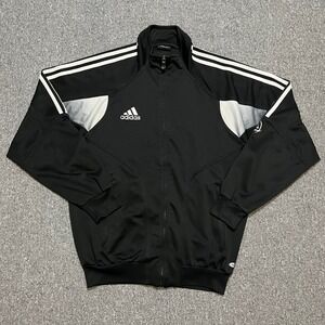 Adidas ClimaCool Track Jacket Black White Athletic‎ 3 Stripe Zip Front Mens S